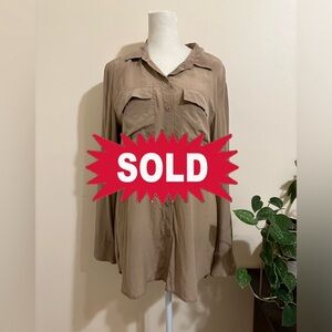 Women’s Victoria’s Secret Silk Blouse, Tan/Taupe, Size Small